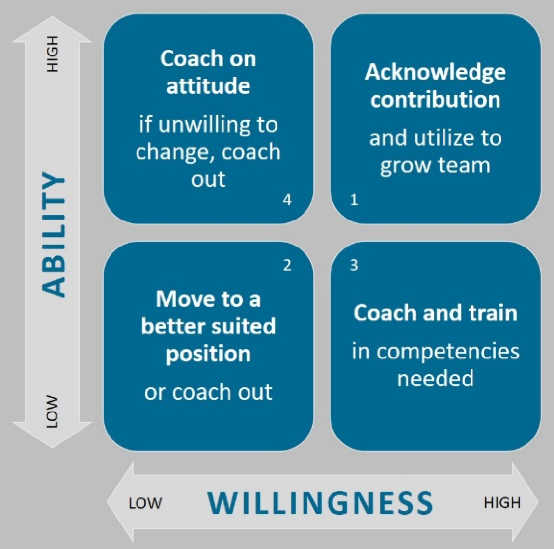 Coaching Matrix Four Quadrants